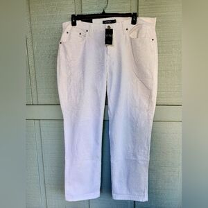 NWT Lauren Ralph Lauren Classic White Eyelet Floral Jeans 14W Boho Cabincore